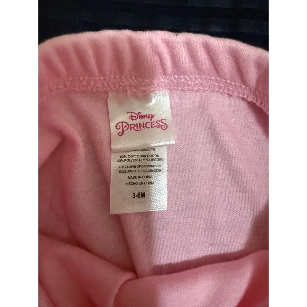Disney Princess Baby Girls 3 Piece Pajama Set Footed Sleepers Pants 3-6M Pink